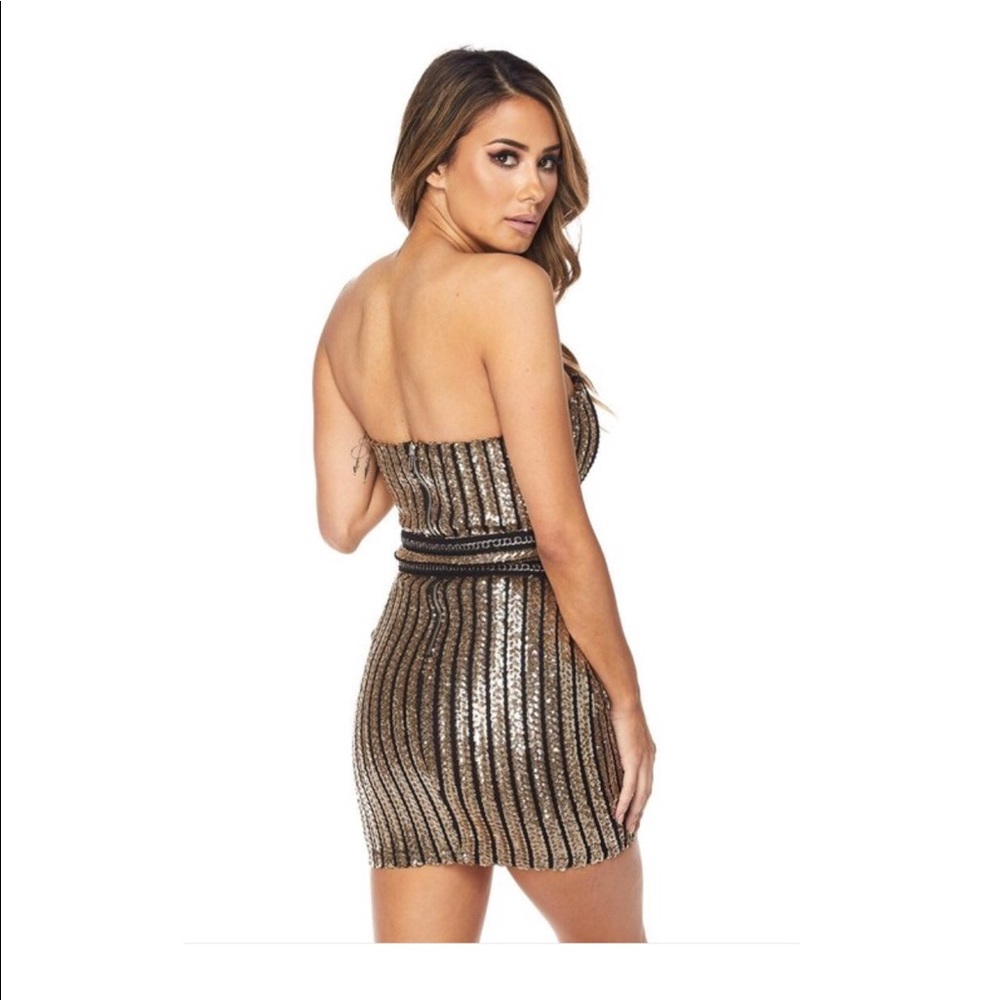 Strapless gold and black sequin dress - Picture 4 of 5